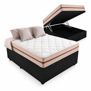 Cama de Casal Bello Box Baú e Colchão Pillow Angel Molas Ensacadas