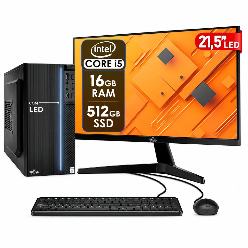 Computador Completo, Computador Core i5, PC Completo i5, Computador 16GB RAM, Computador SSD 512GB, Computador Com Monitor, Computador 21,5 Polegadas, PC Para Comprar, Computador Para Escritório, Computador Para Trabalhar, Computador Para Estudar, Computador Custo Benefício, Computador Bom E Barato, Computador Desktop Completo, PC Desktop Intel Core i5, Computador Intel i5 16GB, Computador Com SSD, Computador Novo Completo, Kit Computador Com Monitor, Computador Strong Tech, PC Com Teclado E Mouse, Computador Para Home Office, Computador Para Empresas, Computador Pronta Entrega, Oferta Computador Completo