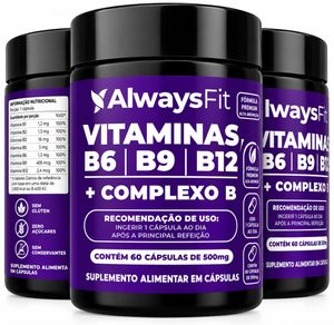 Suplemento Always Fit Complexo B – 3 Kits com 60 Cápsulas Suplemento em cápsula Always Fit Complexo B - Forma Ativa B9 Sem sabor 3 kits de 60 unidades)